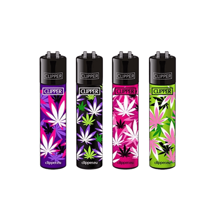 Clipper Pink Hemp Leaves Feuerzeuge im 4er Set