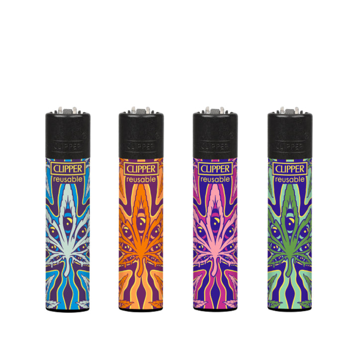 Clipper Psychedelic Leaf Feuerzeuge – 4er-Pack
