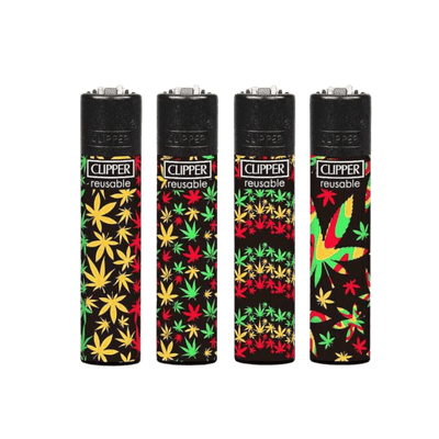 Clipper Rasta Hanfblatt Feuerzeuge im 4er-Set