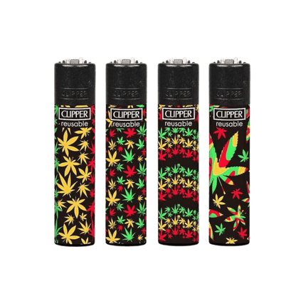 Clipper Rasta Hanfblatt Feuerzeuge im 4er-Set