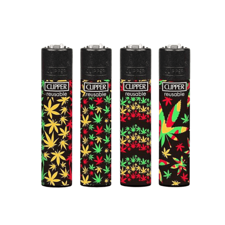 Clipper Rasta Hanfblatt Feuerzeuge im 4er-Set