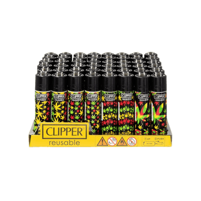 Clipper Rasta Hanfblatt Display mit 48 Feuerzeugen