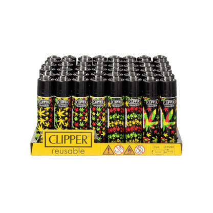 Clipper Rasta Hanfblatt Display mit 48 Feuerzeugen