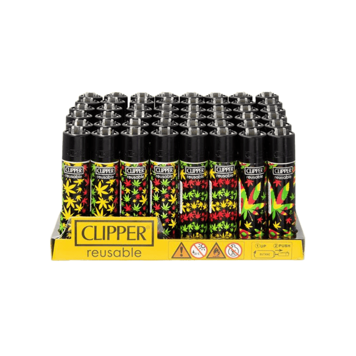 Clipper Rasta Hanfblatt Display mit 48 Feuerzeugen