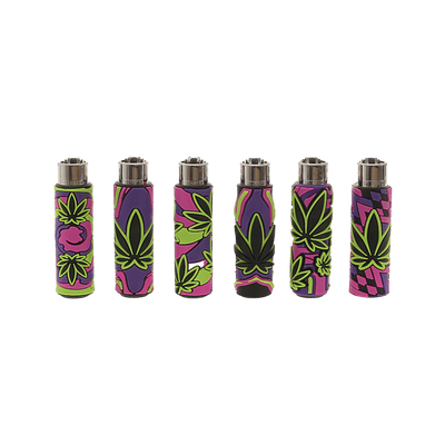 Clipper Silikon Cover Neon Leaves Feuerzeuge im 6er-Set