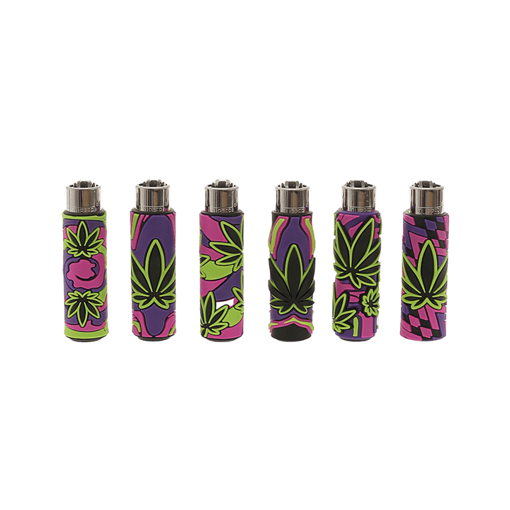 Clipper Silikon Cover Neon Leaves Feuerzeuge im 6er-Set