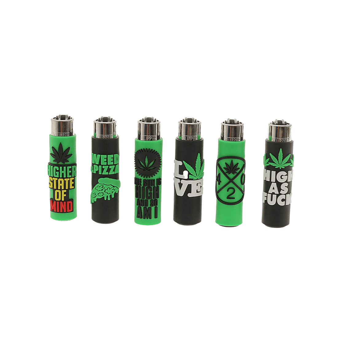 Clipper Silikon Cover Weed Statements Feuerzeuge im 6er-Set