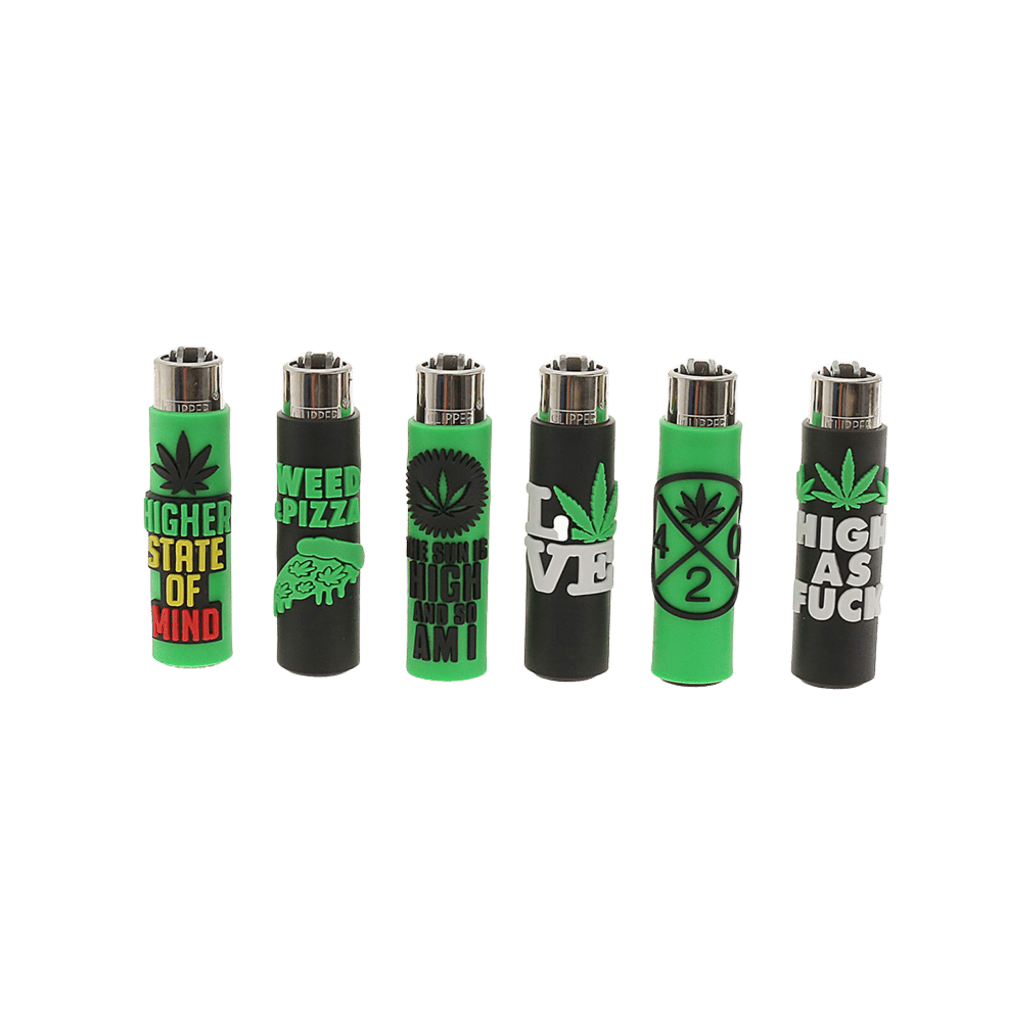 Clipper Silikon Cover Weed Statements Feuerzeuge im 6er-Set