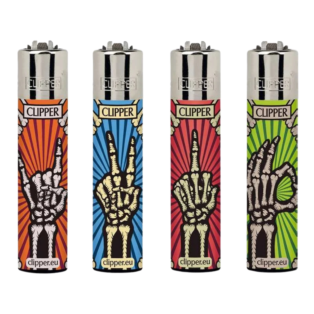 Clipper Skeleton Fingers Feuerzeuge im 4er-Set