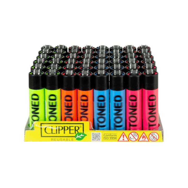 Clipper STONED Blurry Fluo Display mit 48 Feuerzeugen