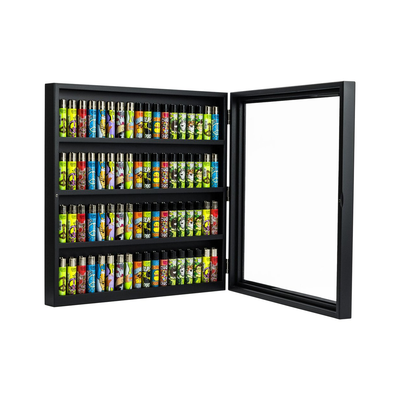 Clipper Vitrine leer für 72 Feuerzeuge in Schwarz, 42 x 42 cm
