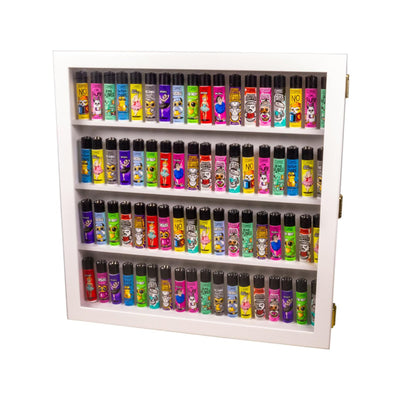 Clipper Vitrine leer in Weiss für 72 Feuerzeuge, 42 x 42 cm