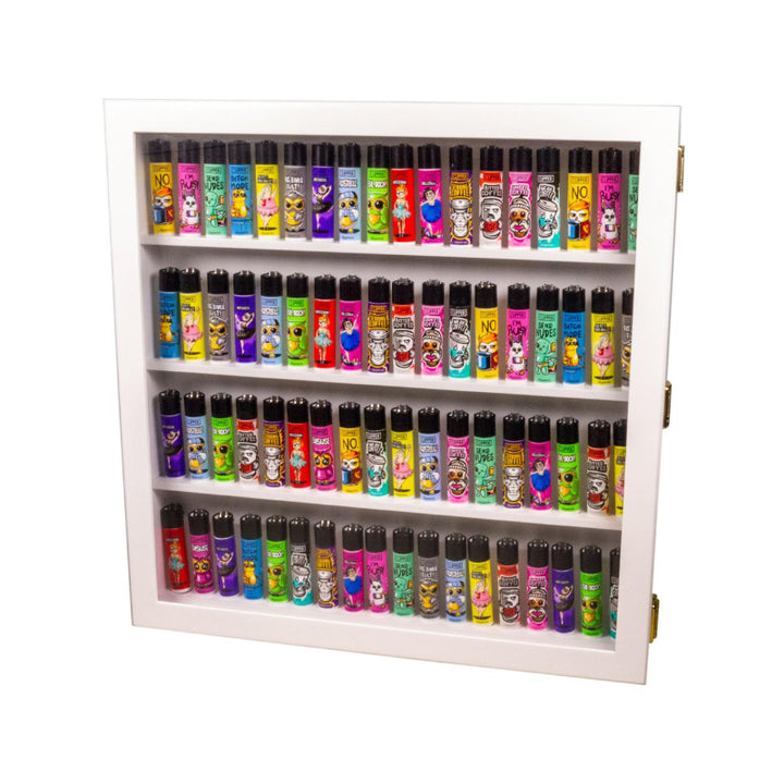 Clipper Vitrine leer in Weiss für 72 Feuerzeuge, 42 x 42 cm