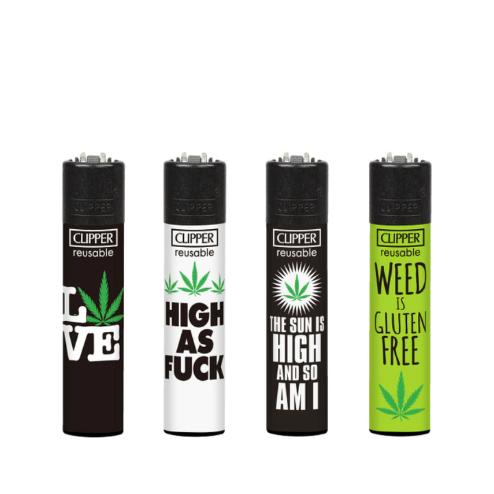 Clipper Weed Slogan Feuerzeuge – 4er-Pack