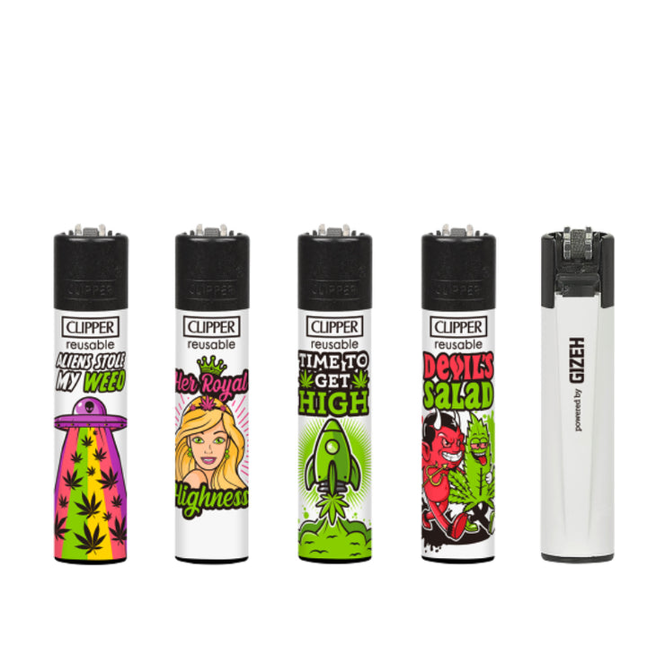 Clipper Weed Slogan Feuerzeuge – 4er-Pack