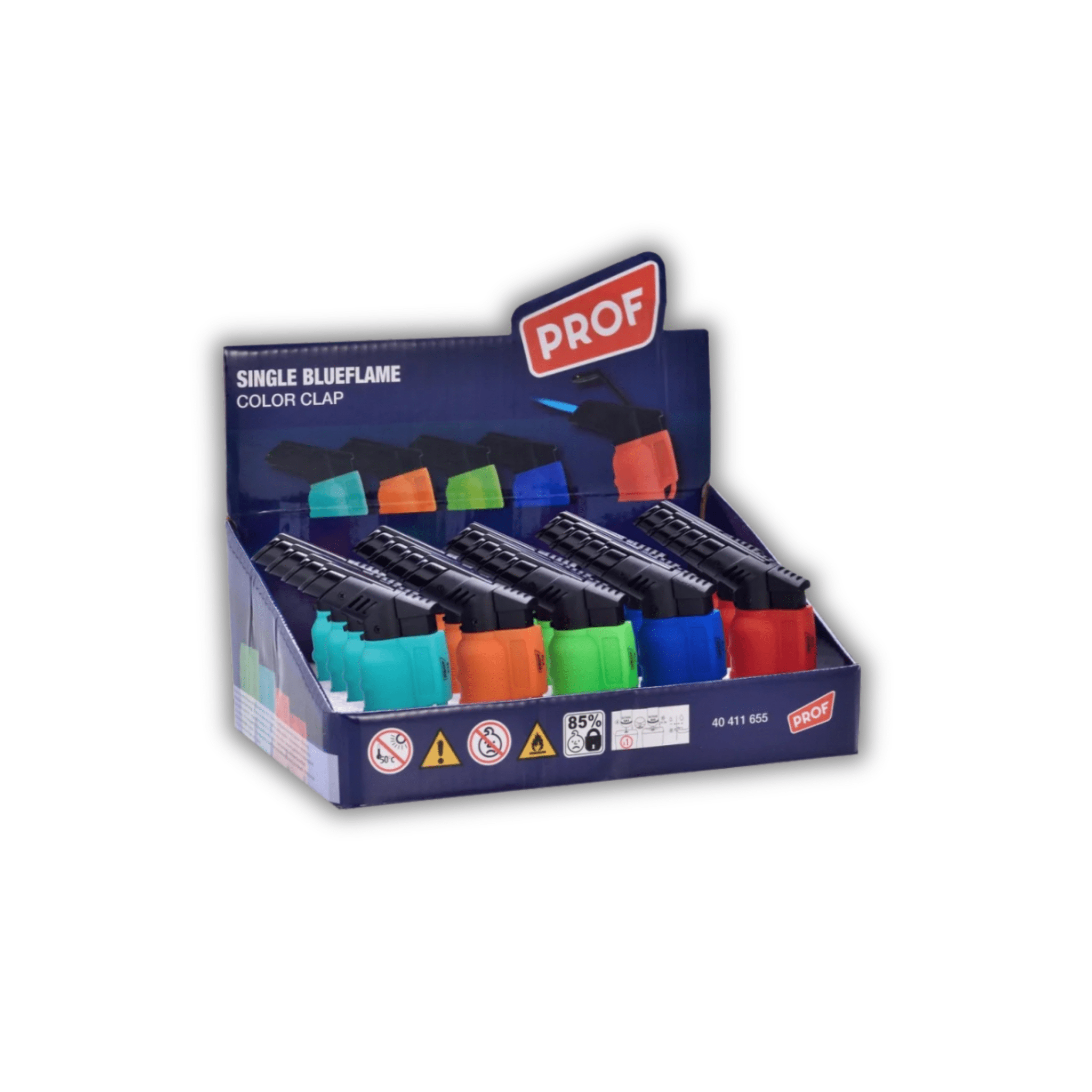 Color Clap Jetflame Feuerzeuge im Display, 20 Stück