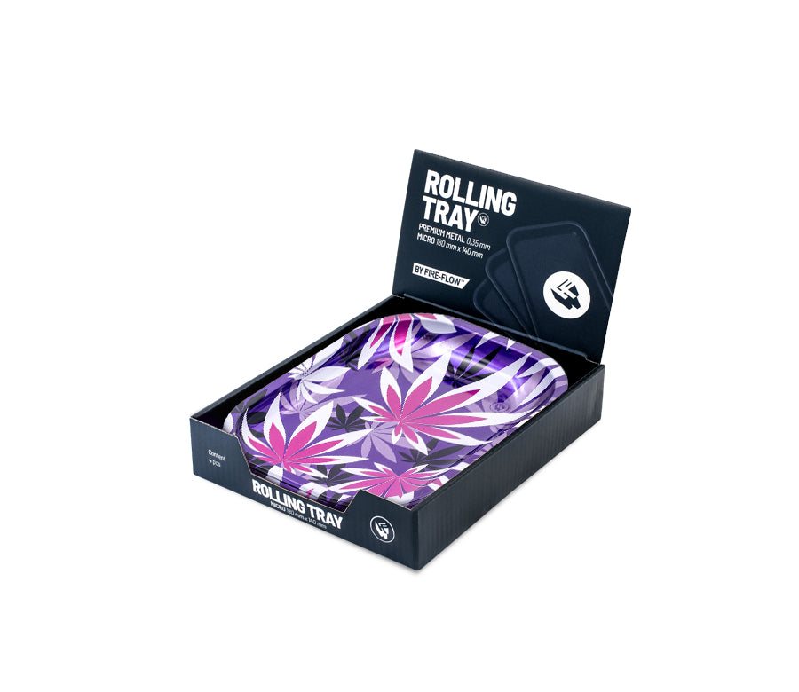 FireFlow Rolling Tray S «Pink Leaves 1/4» 14 × 18 cm (4 Stk.)