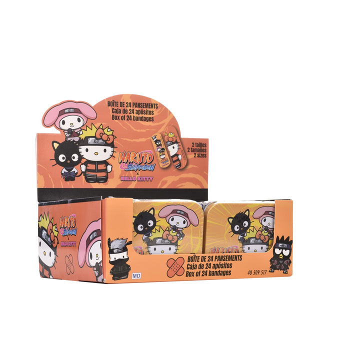 Take Care Pflaster Display mit 12 Metalldosen im Hello Kitty x Naruto Design