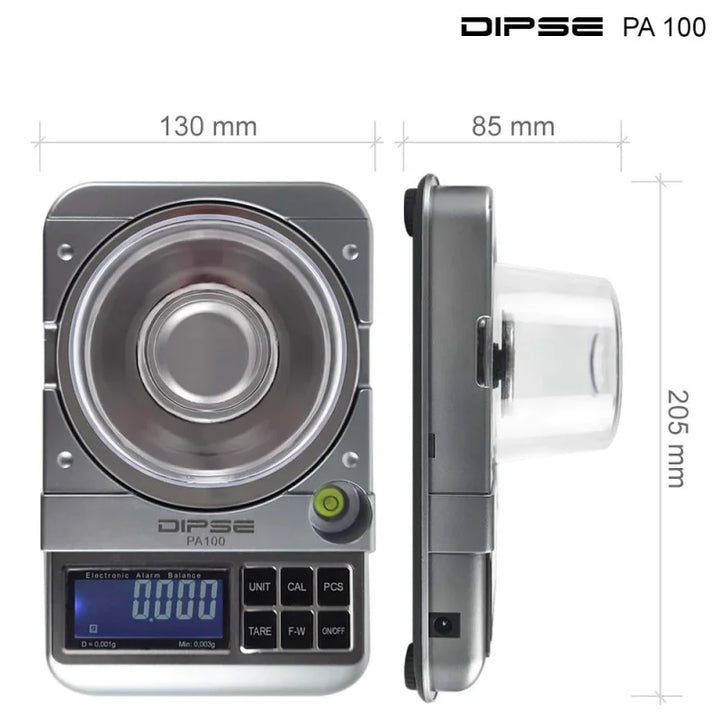 Dipse PA1000 Digitalwaage mit Zubehör und Prüfgewicht