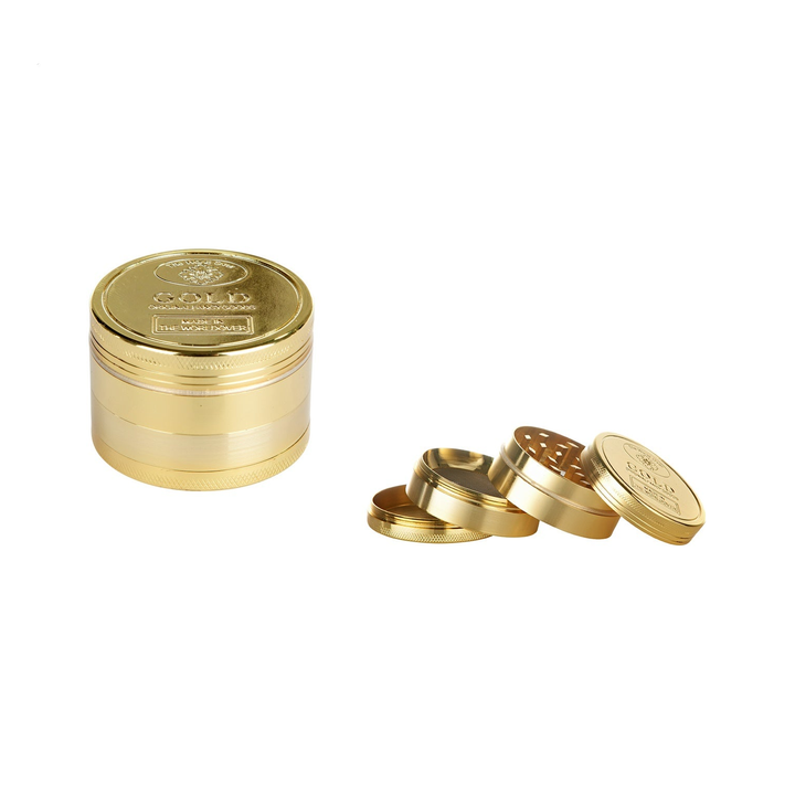 Dreamliner Alu-Grinder 4-teilig, 47 mm, im Goldbarren-Design – Kräutermühle