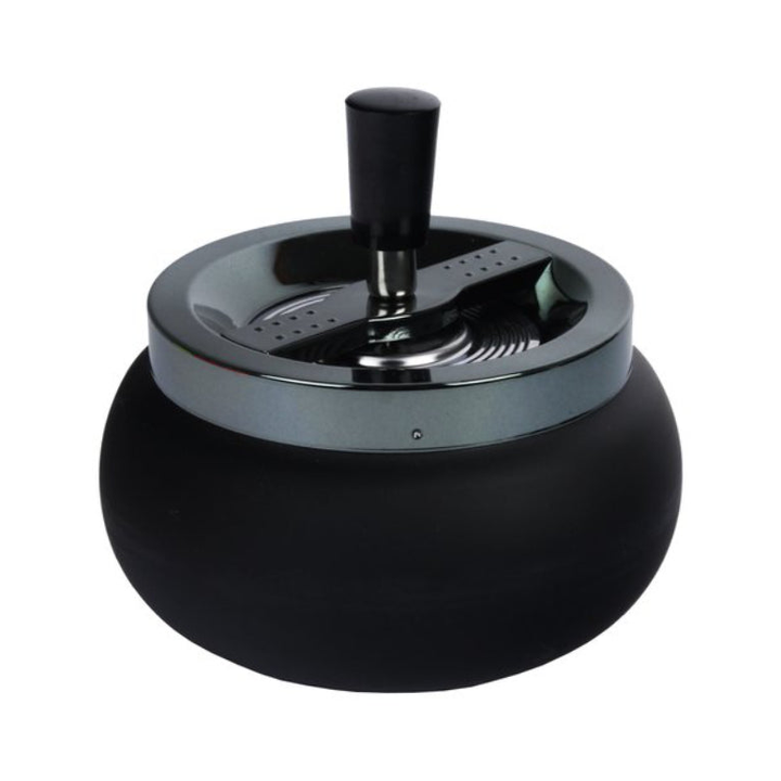 Drehaschenbecher in Schwarz, 13 cm Durchmesser