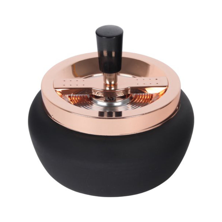 Drehaschenbecher in Schwarz und Roségold, 13 cm
