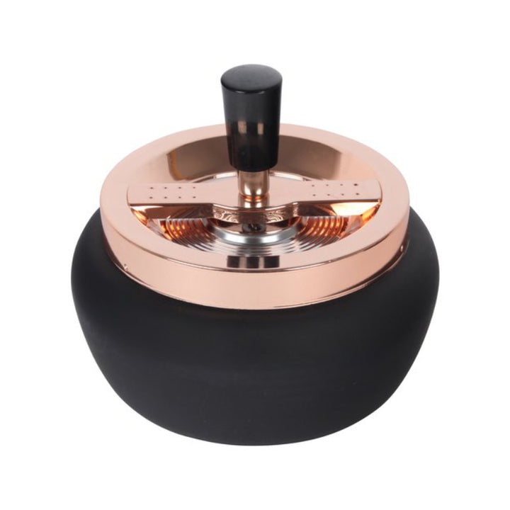 Drehaschenbecher in Schwarz und Roségold, 13 cm