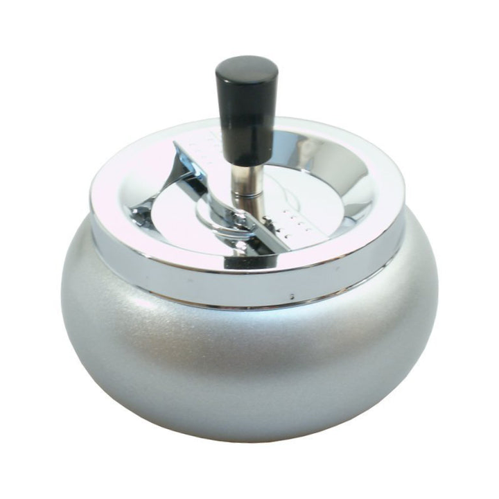 Drehaschenbecher in Silber metallic, 13 cm
