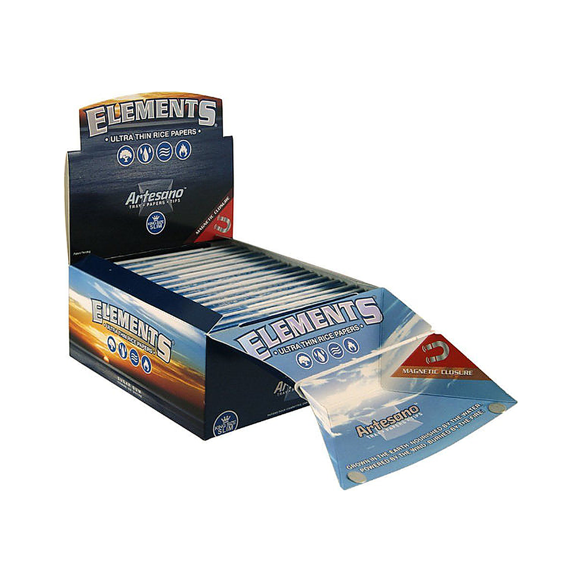 Elements Artesano King Size Slim Blättchen mit Tips, 15 Stück