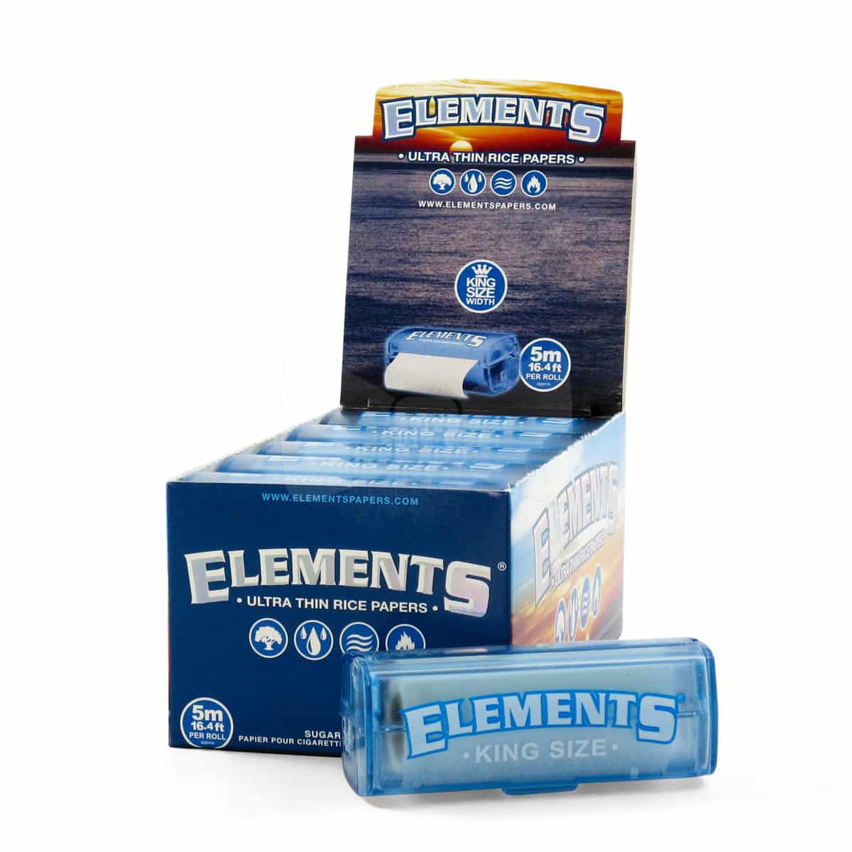 Elements Blue Rolls King Size Detailansicht der Schachtel