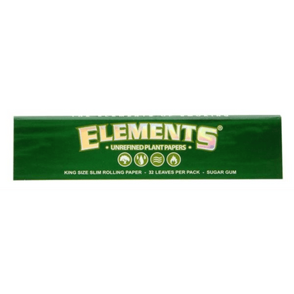 Elements Green King Size Slim Papers Packung, 32 Blättchen