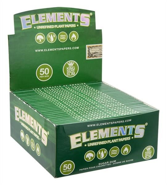Elements Green King Size Slim Display mit 50 Heftchen