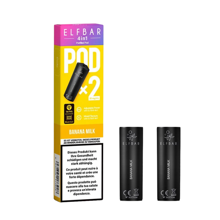 Elf Bar 4in1 Pod Banana Milk – vorgefüllte E-Liquid-Pods, 2 x 2 ml