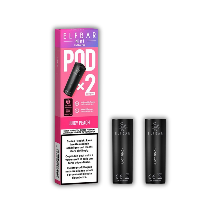 Elf Bar 4in1 Pod Juicy Peach – vorgefüllte E-Liquid-Pods, 2 x 2 ml