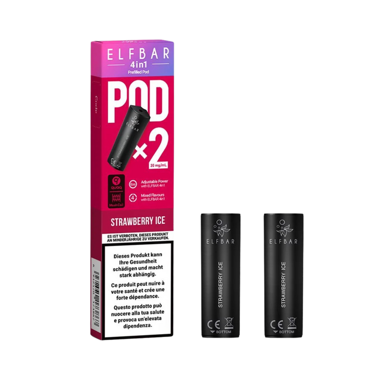 Elf Bar 4in1 Pod Strawberry Ice – vorgefüllte E-Liquid-Pods, 2 x 2 ml
