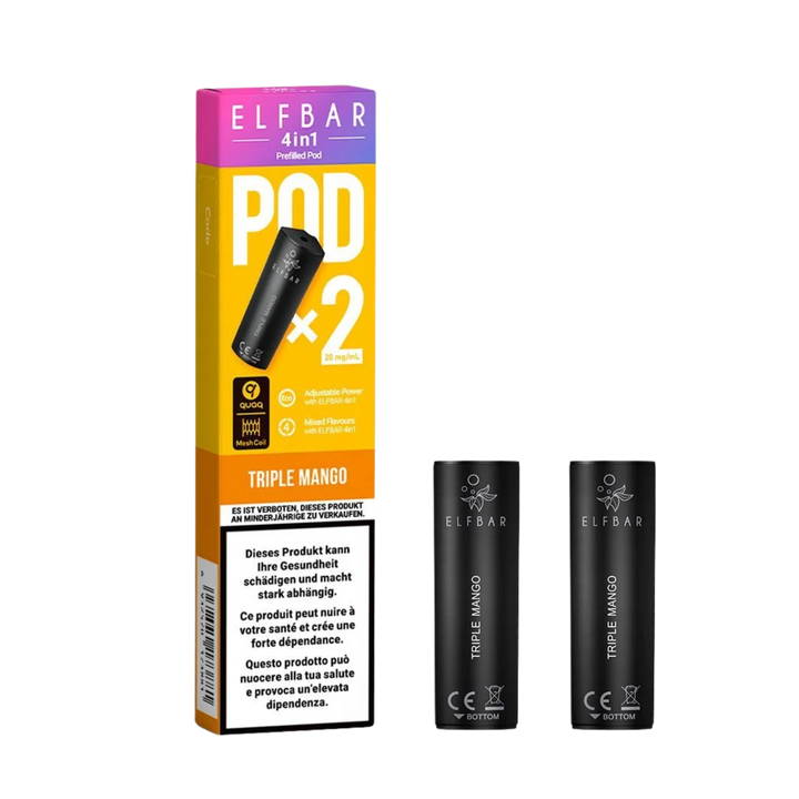 Elf Bar 4in1 Pod Triple Mango – vorgefüllte E-Liquid-Pods, 2 x 2 ml