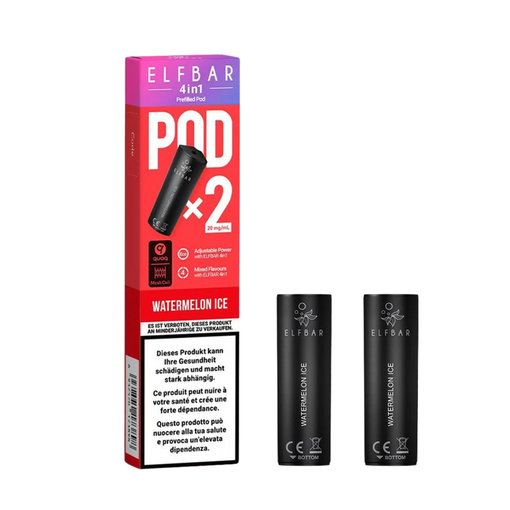 Elf Bar 4in1 Pod Watermelon Ice – vorgefüllte E-Liquid-Pods, 2 x 2 ml