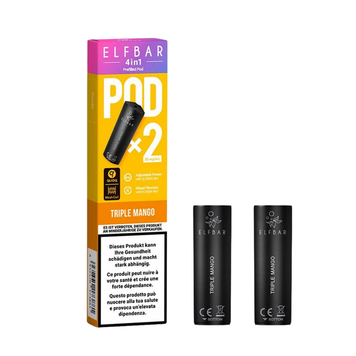 Elf Bar 4in1 Pod Triple Mango – vorgefüllte E-Liquid-Pods, 2 x 2 ml
