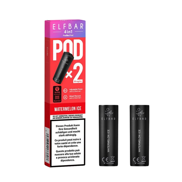 Elf Bar 4in1 Pod Watermelon Ice – vorgefüllte E-Liquid-Pods, 2 x 2 ml