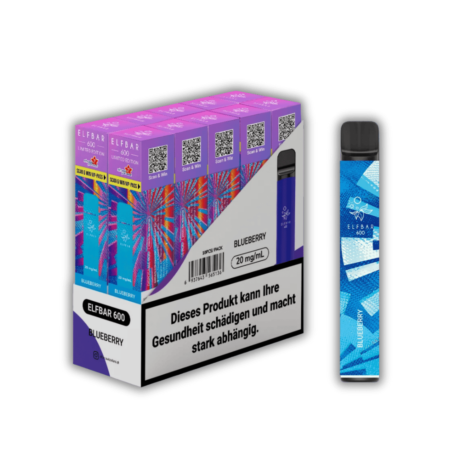 Elf Bar - 600 - 20mg/ml - Streetparade Edition Blueberry kaufen bei rauchwerk.ch