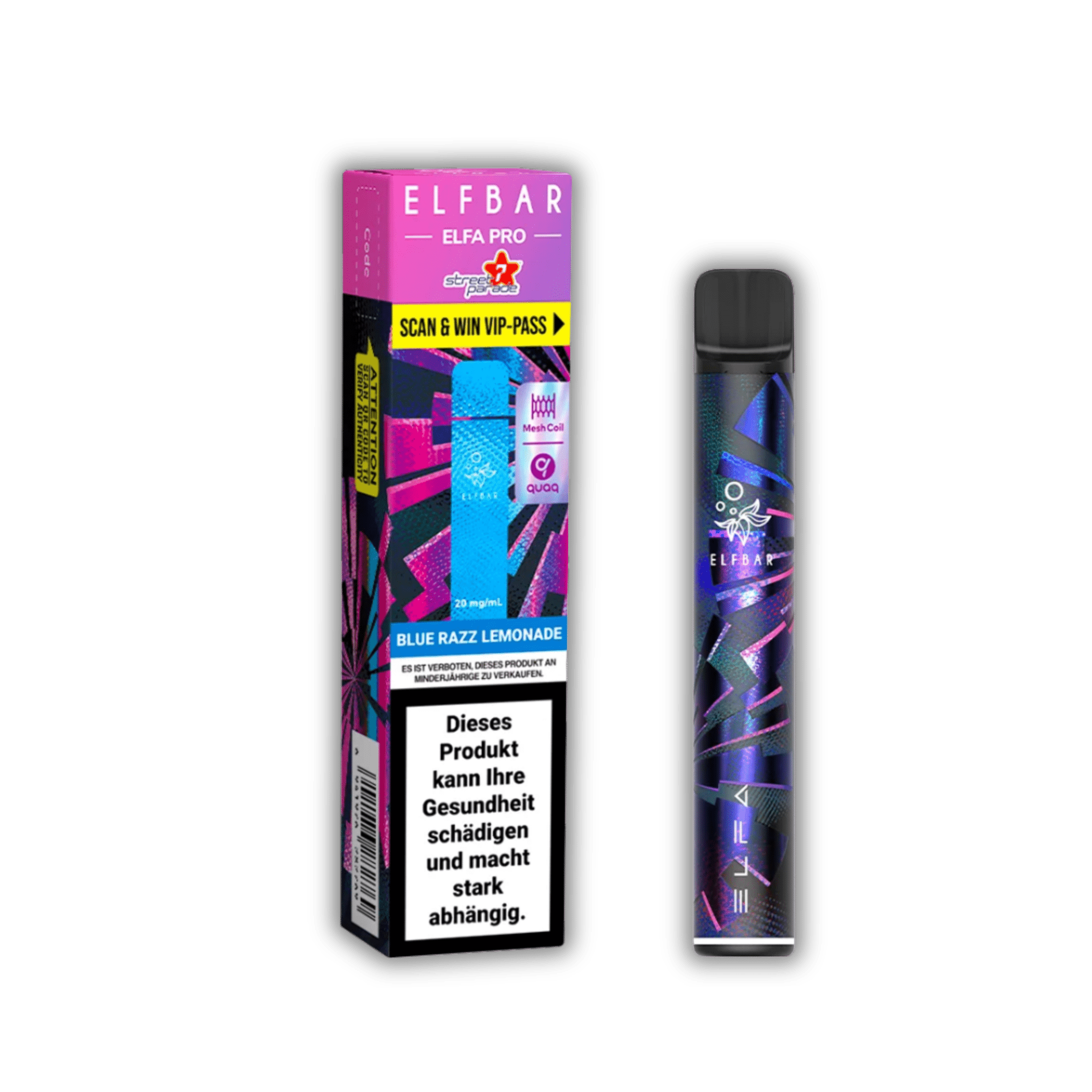 Elf Bar ELFA Pro - Kit (2ml) - 20mg/ml Nikotin - Streetparade Edition - Black - Blue Razz Lemonade kaufen bei rauchwerk.ch