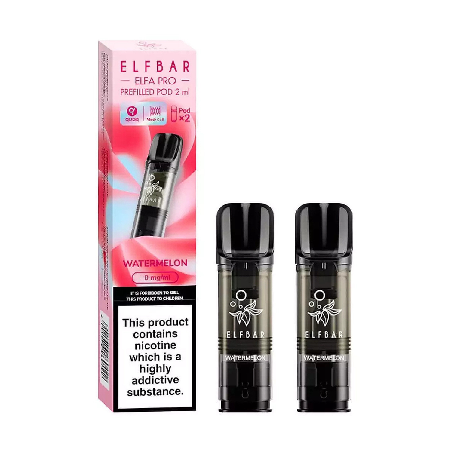 Elf Bar ELFA Pro Pods Watermelon 0mg Packung mit 2 x 2 ml Pods