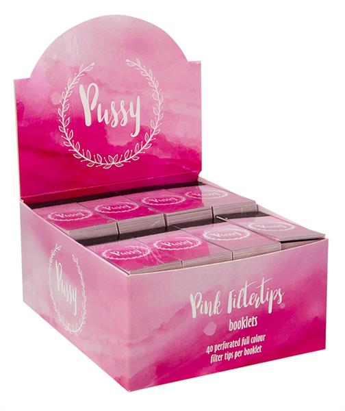 Pink Pussy Filter Tips Display 48 Booklets 60x25mm