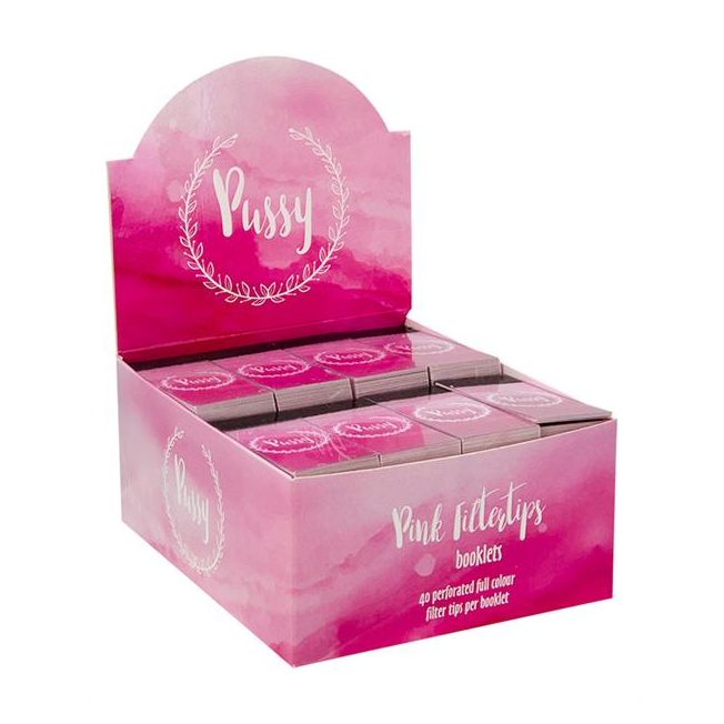 Pink Pussy Filter Tips Display 48 Booklets 60x25mm