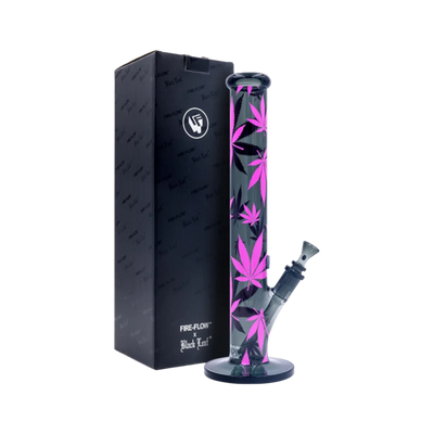 FIRE-FLOW x Black Leaf Glas Bong Leaves Pink 40 cm