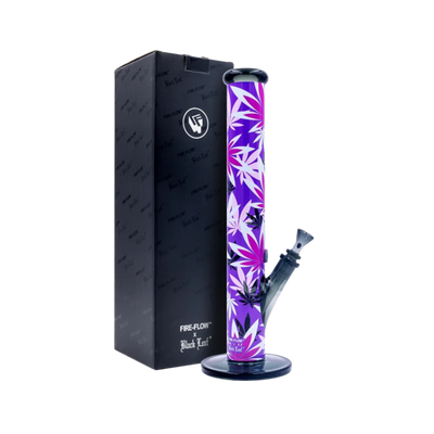 FIRE-FLOW x Black Leaf Glas Bong Pink Leaves 40 cm