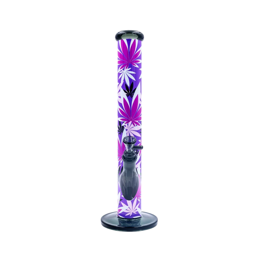 Pink Leaves Motiv auf der FIRE-FLOW x Black Leaf Glasbong