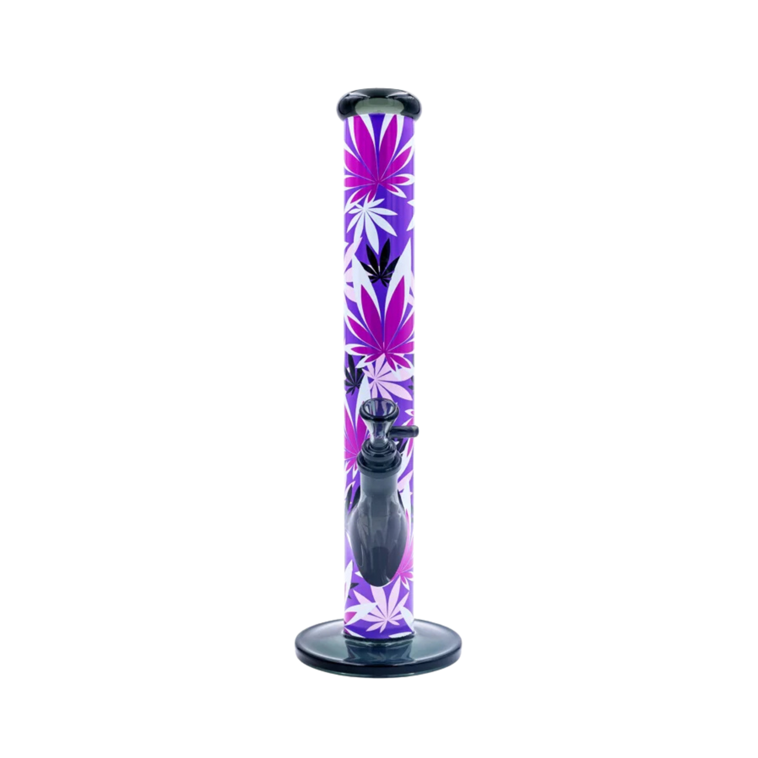 Pink Leaves Motiv auf der FIRE-FLOW x Black Leaf Glasbong