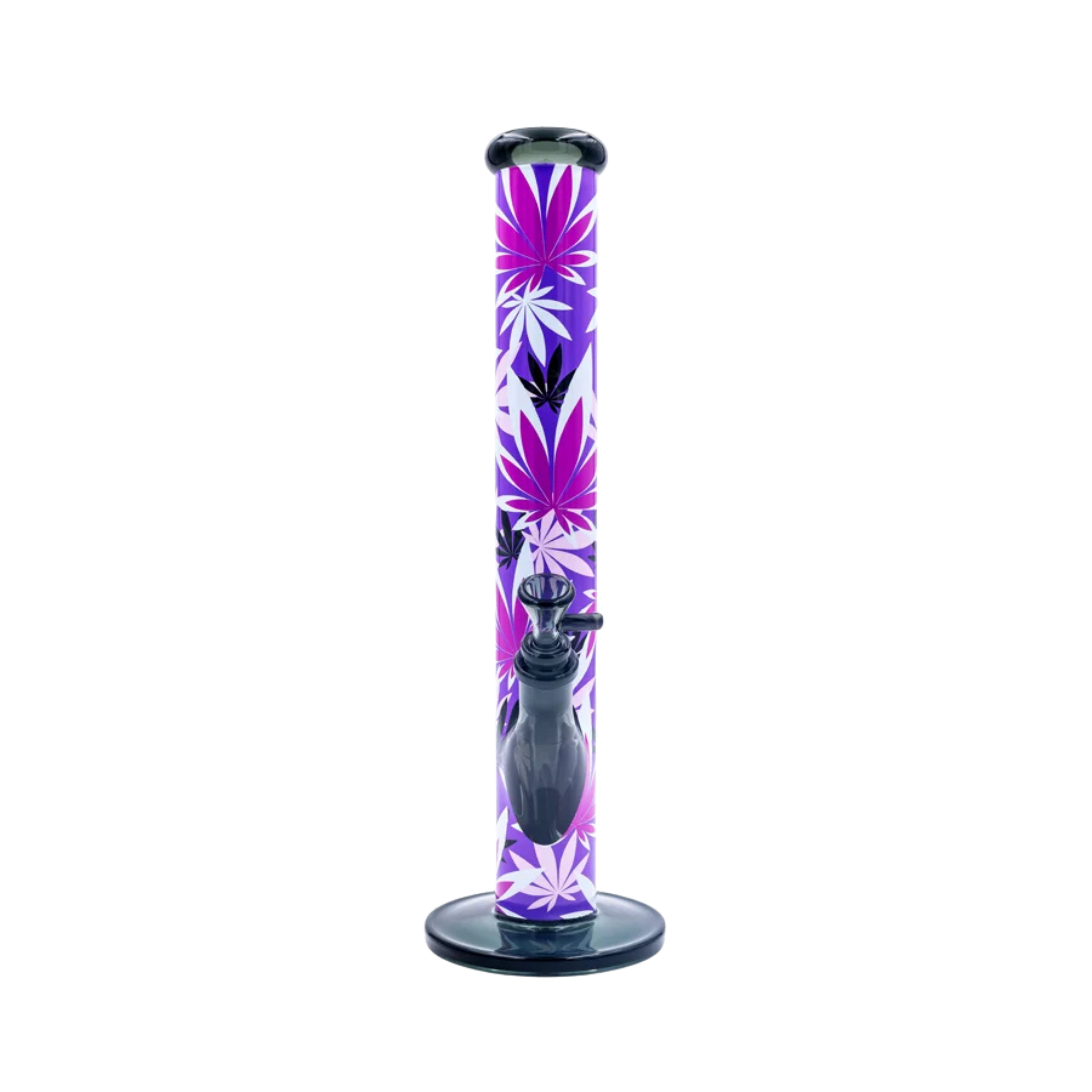 Pink Leaves Motiv auf der FIRE-FLOW x Black Leaf Glasbong