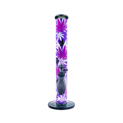 Pink Leaves Motiv auf der FIRE-FLOW x Black Leaf Glasbong